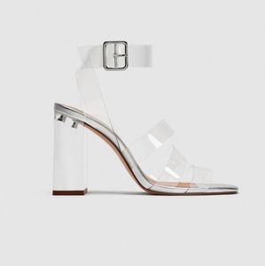 Zara Clear Sandals Block Heel